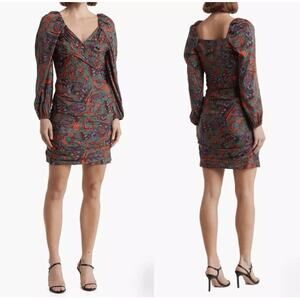 Veronica Beard Bellino Paisley Long Sleeve Silk Blend Dress Size 2